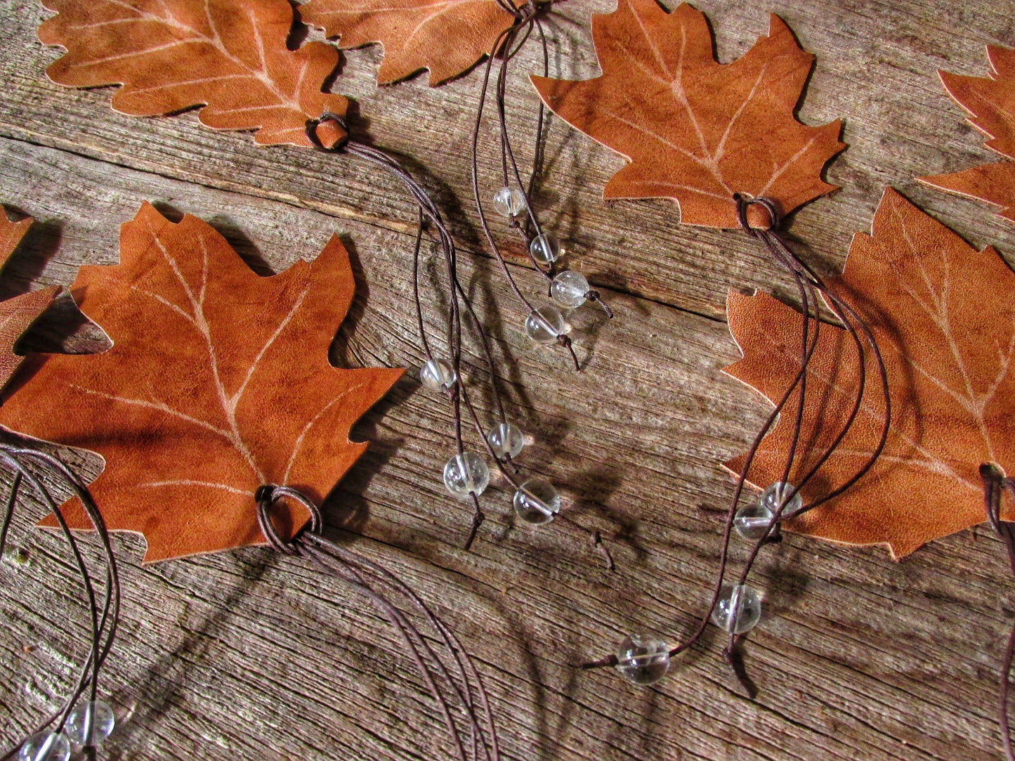 Upcycled leather bookmarks "Autumn Leaves"