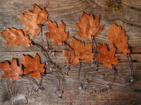 Upcycled leather bookmarks "Autumn Leaves"